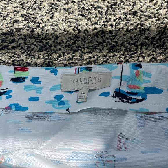 Talbots NWT Women 8P White Sailing Boat Print Cotton Blend Unlined Pencil Skirt - Picture 3 of 6